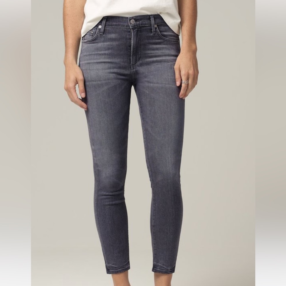 Citizens Of Humanity Women's Rocket Cropped High Rise Skinny Jeans Gray Size 27